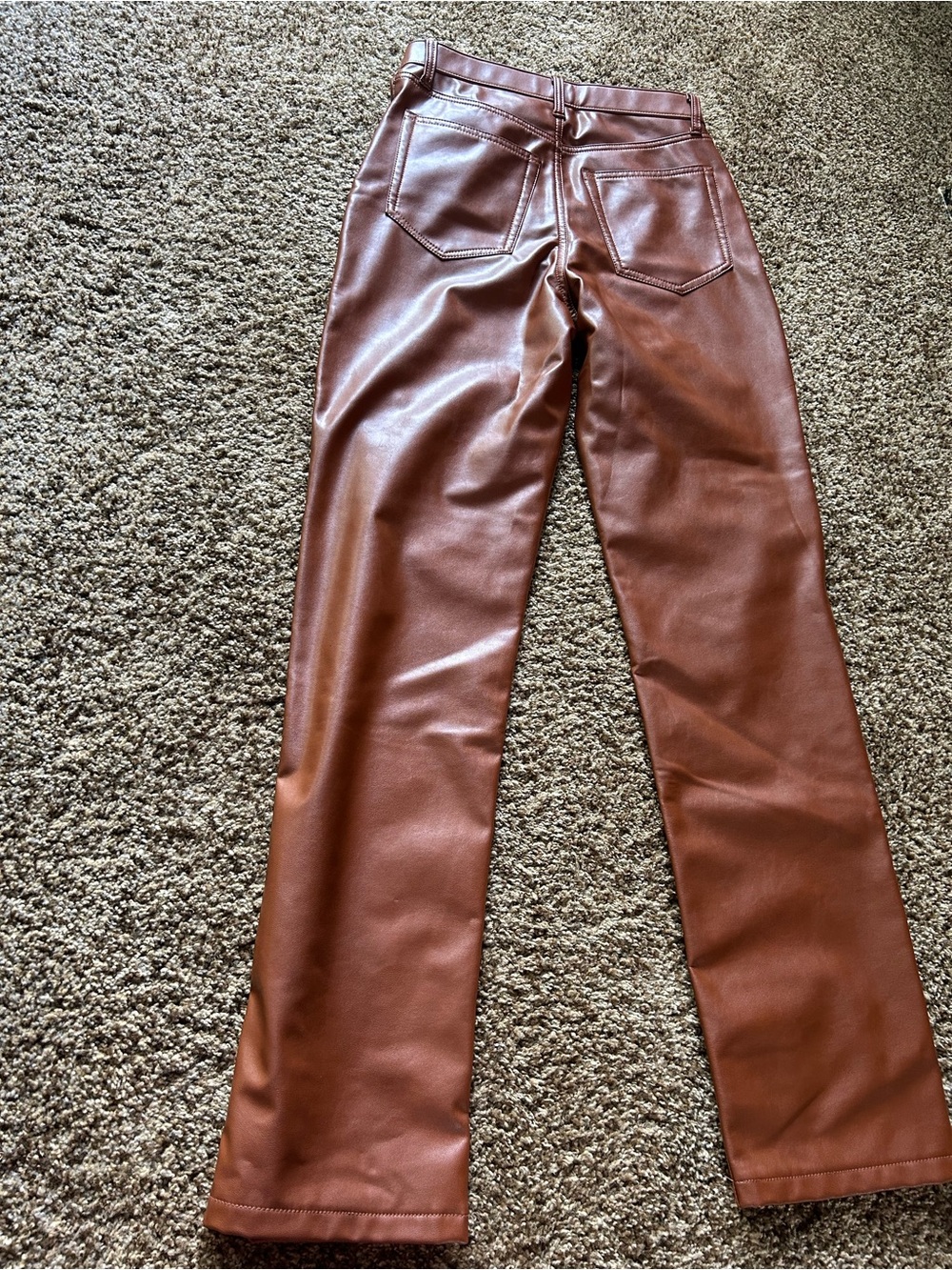 Abercrombie and Fitch Women's Faux Leather Straight-Leg Jeans - Brown